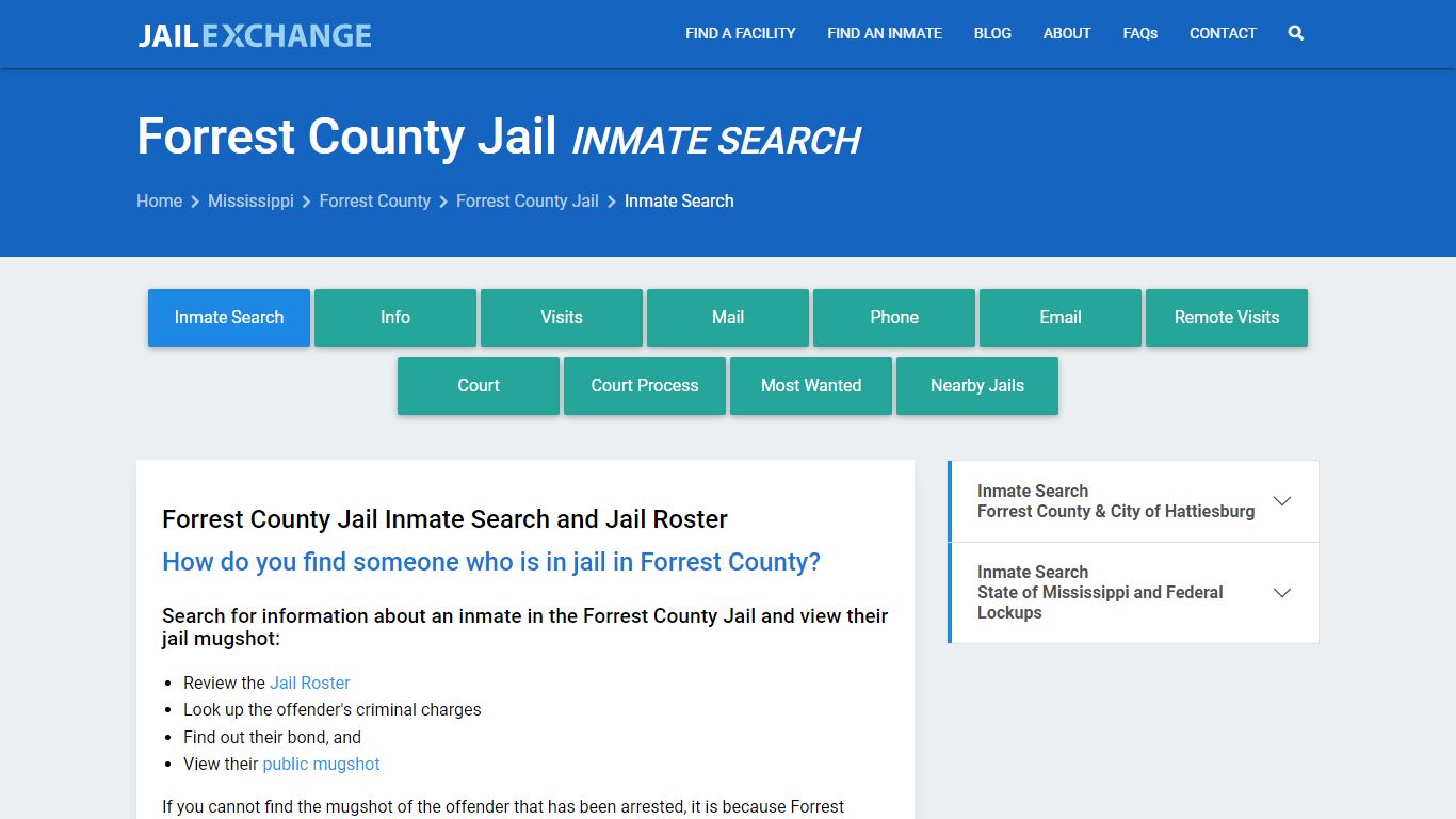 Inmate Search: Roster & Mugshots - Forrest County Jail, MS - Jail Exchange