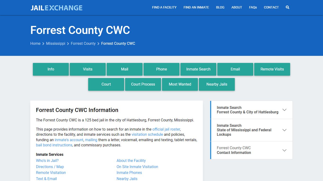 Forrest County CWC, MS Inmate Search, Information - Jail Exchange